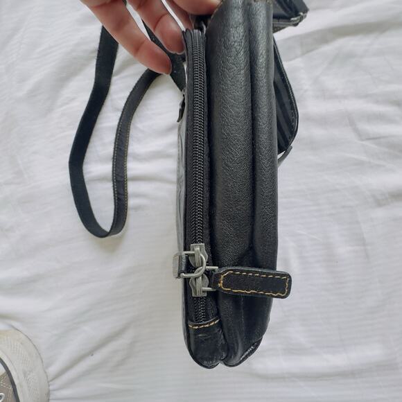 Jack Georges Genuine Leather Crossbody Bag Black Front Flap Adjustable Strap - Picture 12 of 16